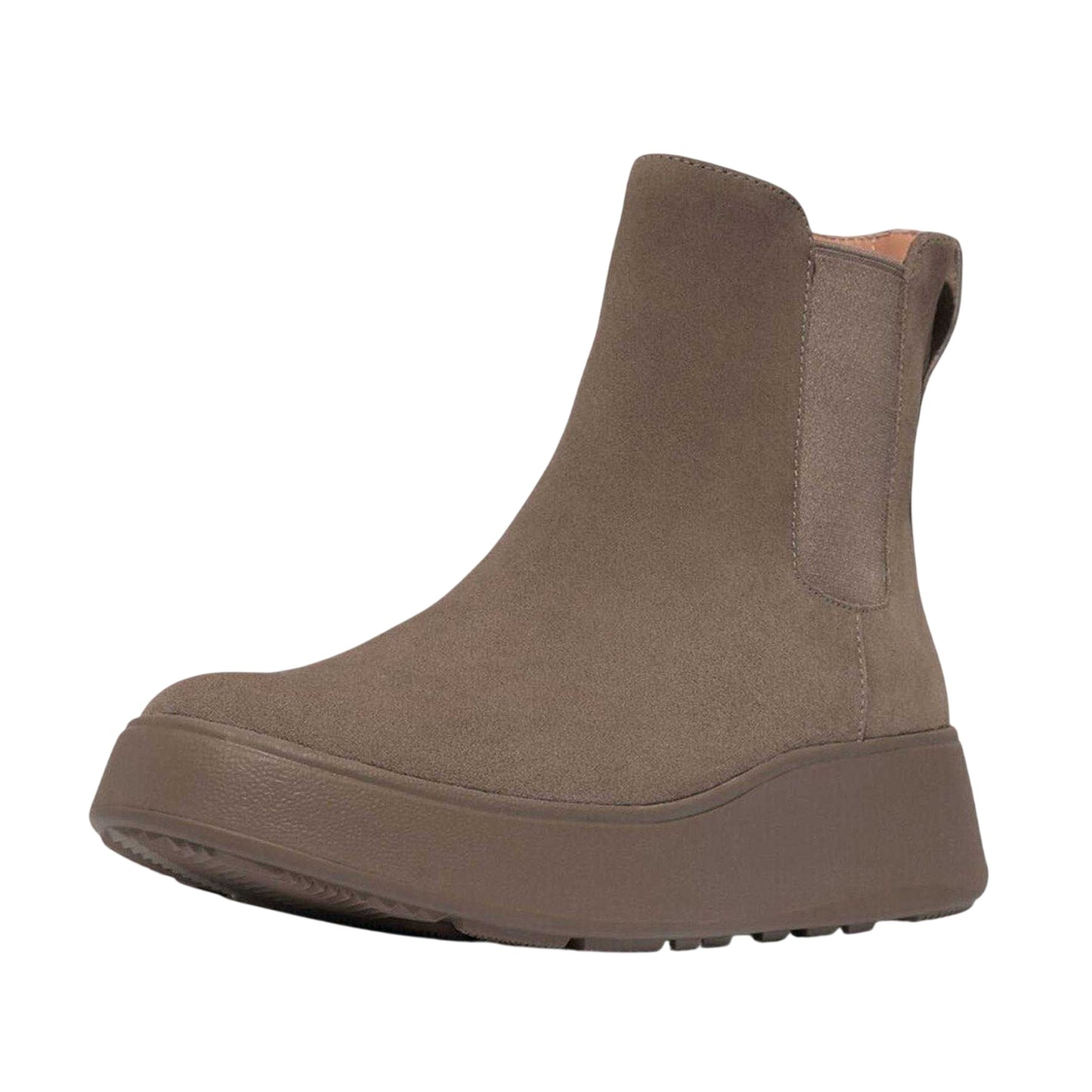 Grey - Side - Fit Flop Womens-Ladies F-Mode Suede Flatform Chelsea Boots