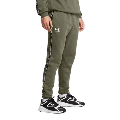 Green - Side - Under Armour Mens Fleece Tape Slim Joggers