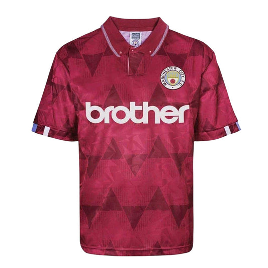 Purple-White - Front - Score Draw Mens 1989 Manchester City FC Away Shirt