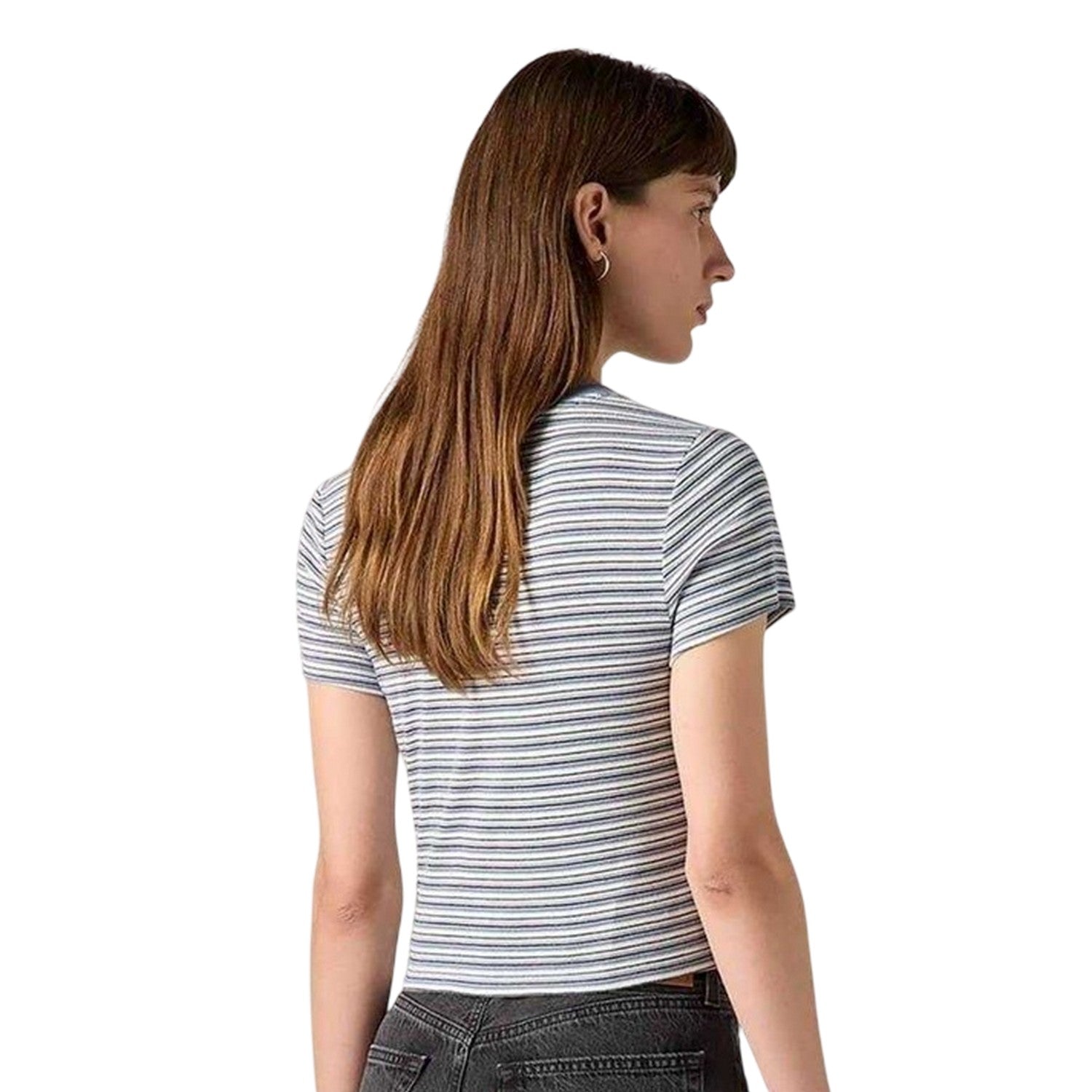 Cloud Dancer - Back - Levis Womens-Ladies Essential Sporty Striped Crop Top