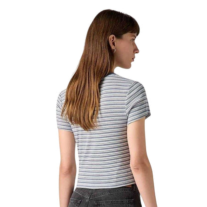 Cloud Dancer - Back - Levis Womens-Ladies Essential Sporty Striped Crop Top