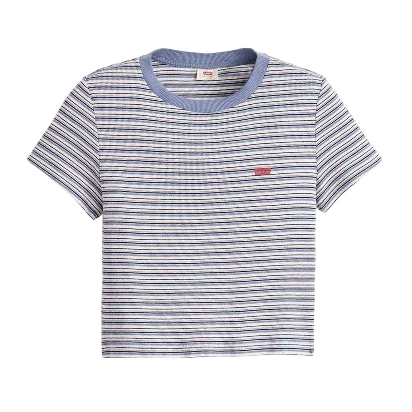 Cloud Dancer - Front - Levis Womens-Ladies Essential Sporty Striped Crop Top