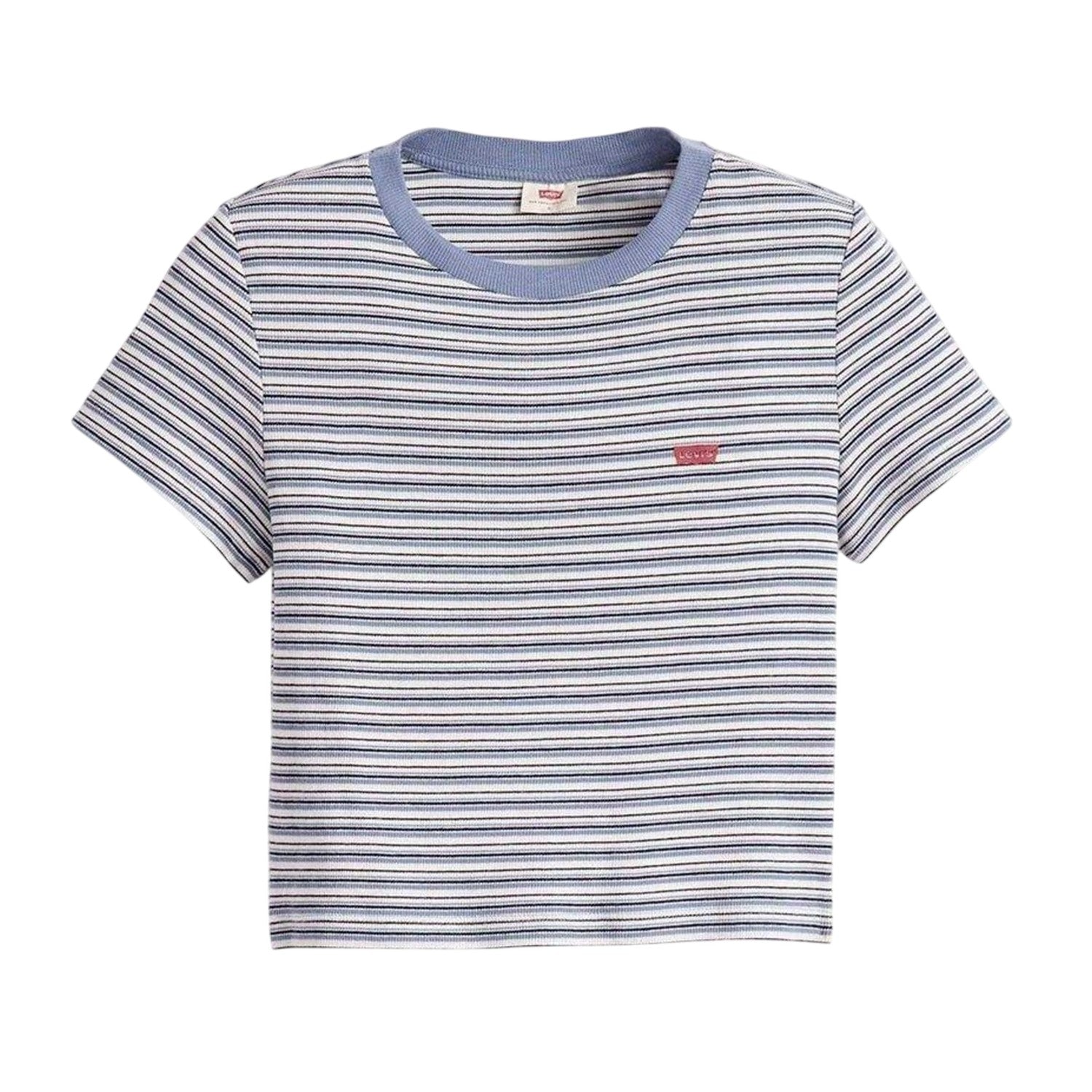Cloud Dancer - Front - Levis Womens-Ladies Essential Sporty Striped Crop Top