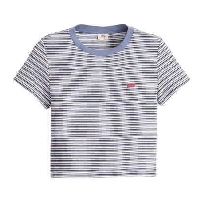 Cloud Dancer - Front - Levis Womens-Ladies Essential Sporty Striped Crop Top