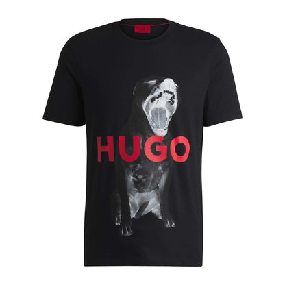 Black - Front - Hugo Mens Dayaking Dog T-Shirt