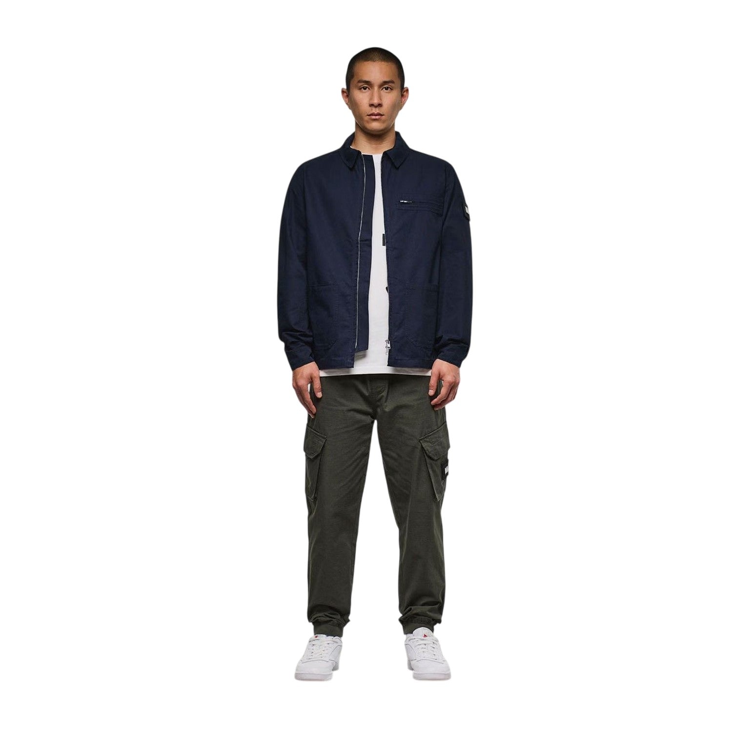Navy - Side - Weekend Offender Mens Caleb Service Overshirt