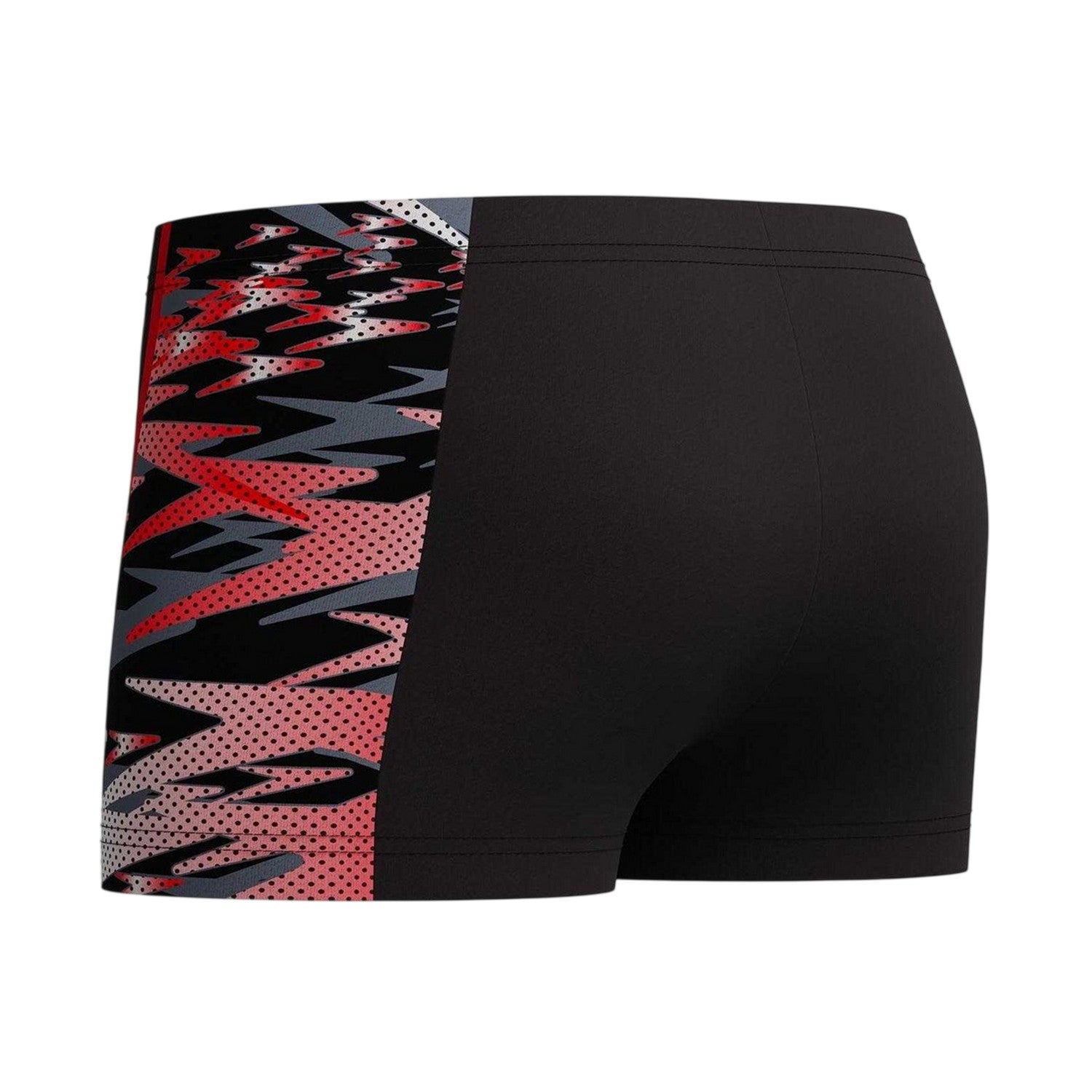 Anthracite-Red - Back - Speedo Boys Hyper Boom Splice Logo Swimming Trunks