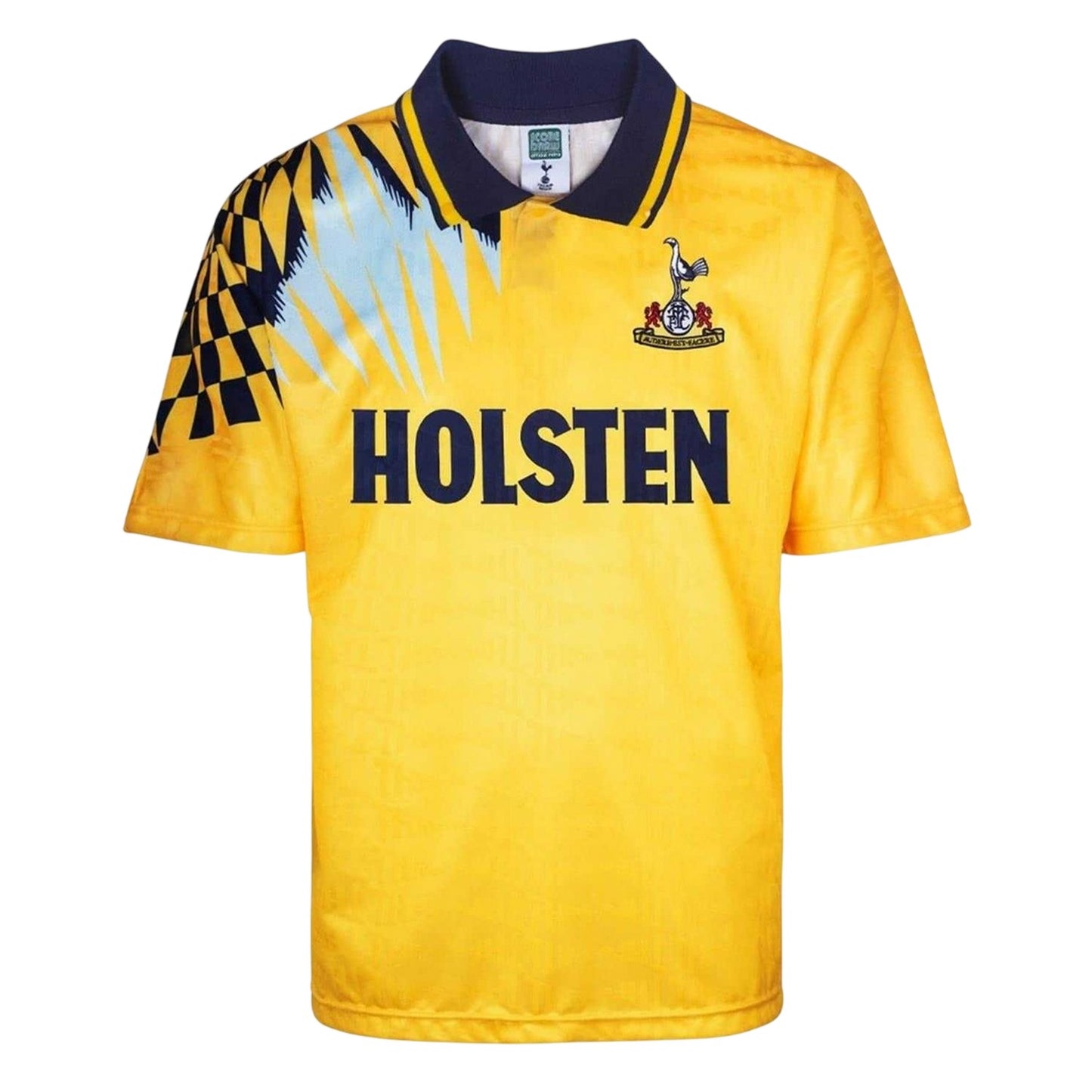 Yellow-Blue - Front - Score Draw Mens 1992 Tottenham Hotspur FC Away Shirt
