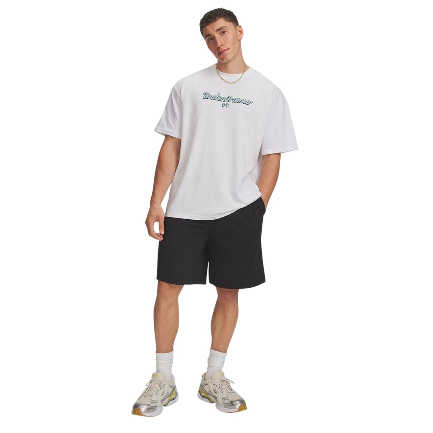 Black - Side - Under Armour Mens Rival Logo Shorts