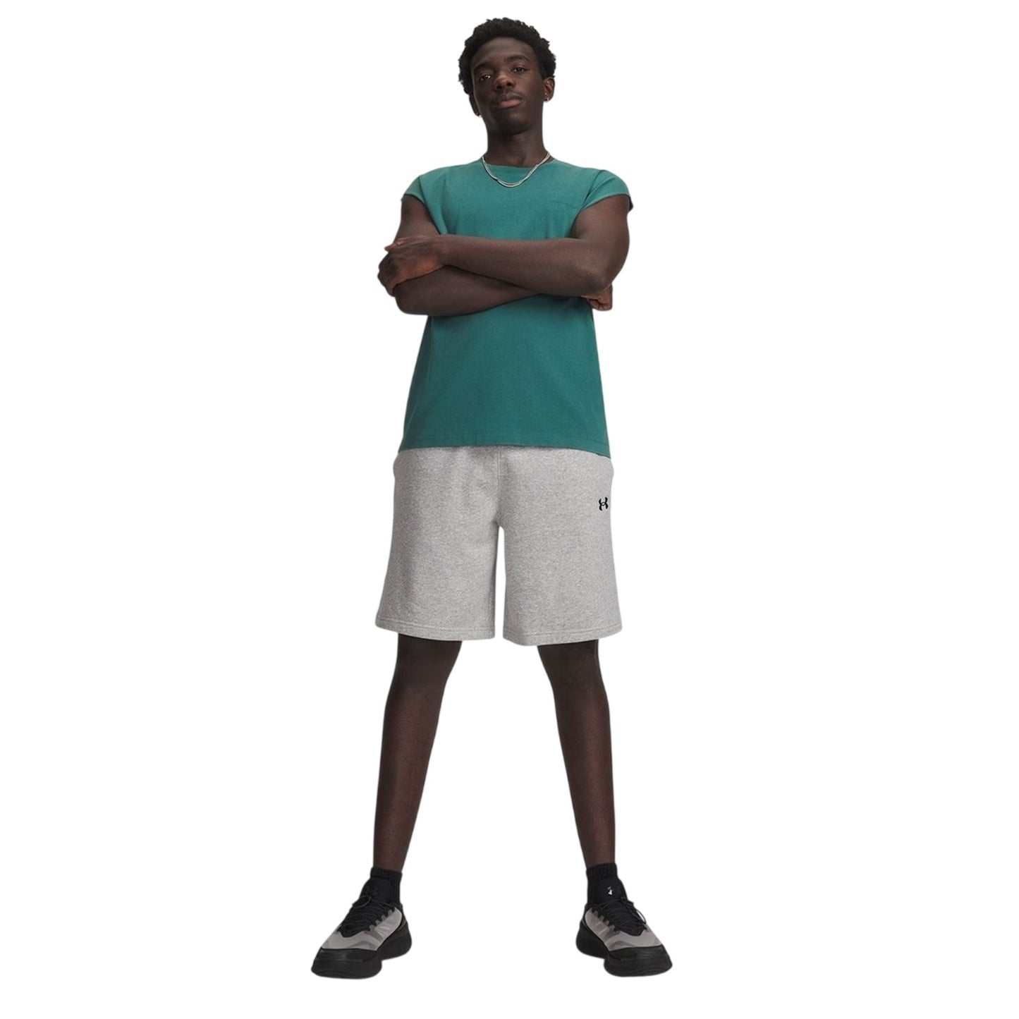 Gray Dawn-Black - Side - Under Armour Mens Rival Logo Shorts