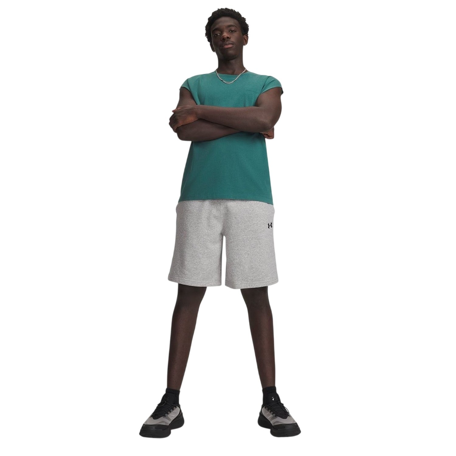 Gray Dawn-Black - Side - Under Armour Mens Rival Logo Shorts