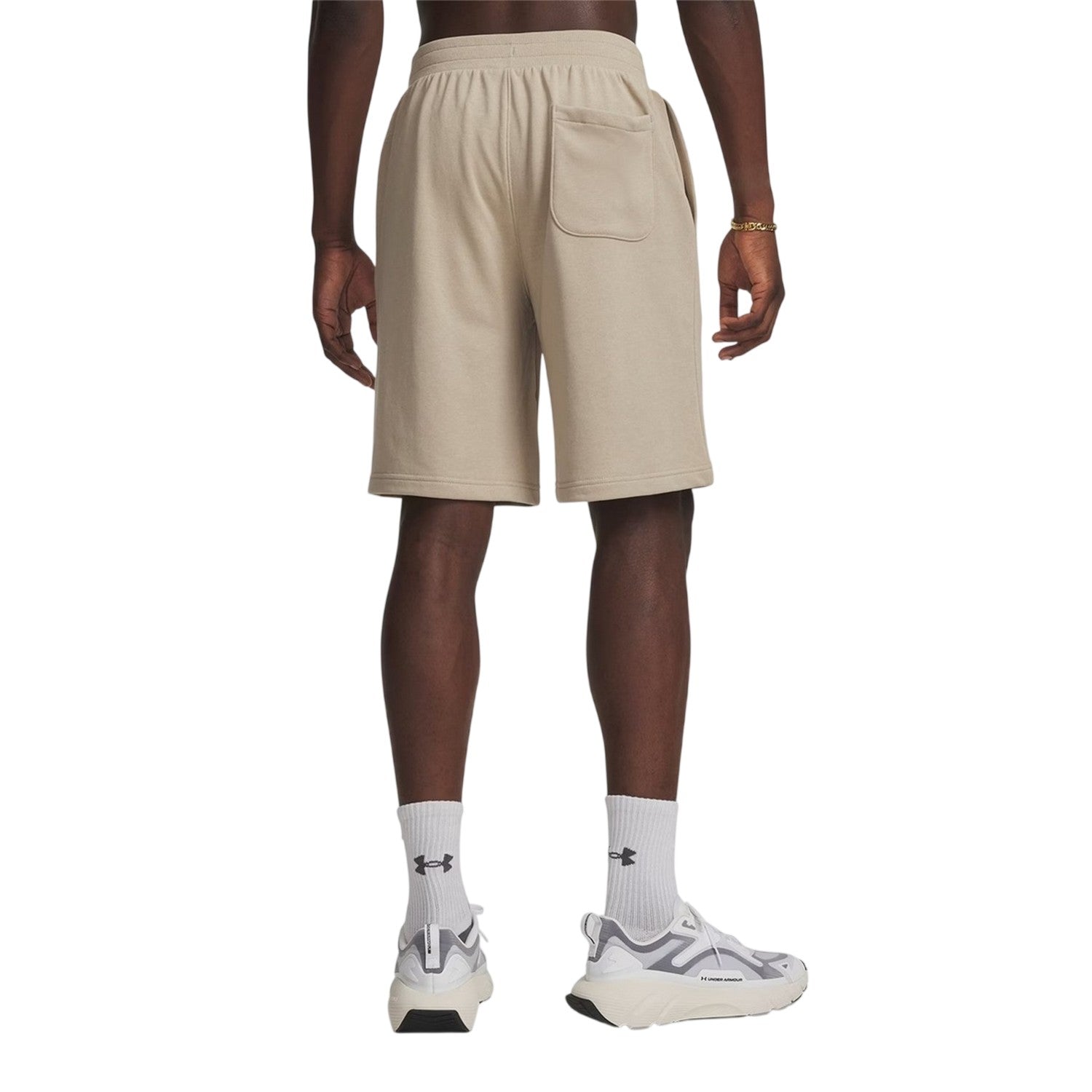 Khaki-Black - Back - Under Armour Mens Rival Logo Shorts