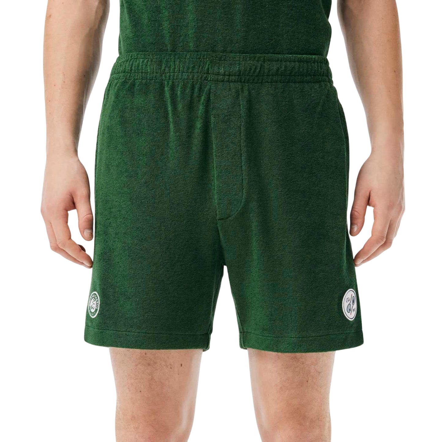 Green - Front - Lacoste Mens Roland-Garros Edition Fleece Tennis Shorts