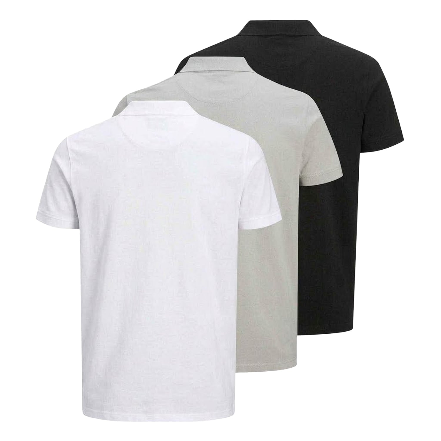 White-Grey-Black - Back - Jack And Jones Mens Short-Sleeved Polo Shirt (Pack of 3)