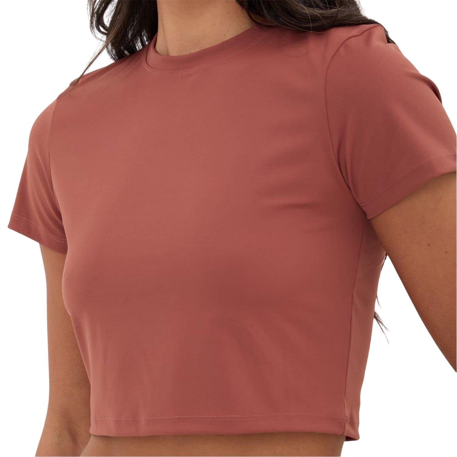 Mocha - Side - I Saw It First Womens-Ladies Seamless Short-Sleeved Crop Top