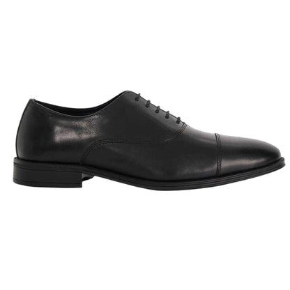 Black - Front - Dune London Mens Steffon Leather Oxford Shoes