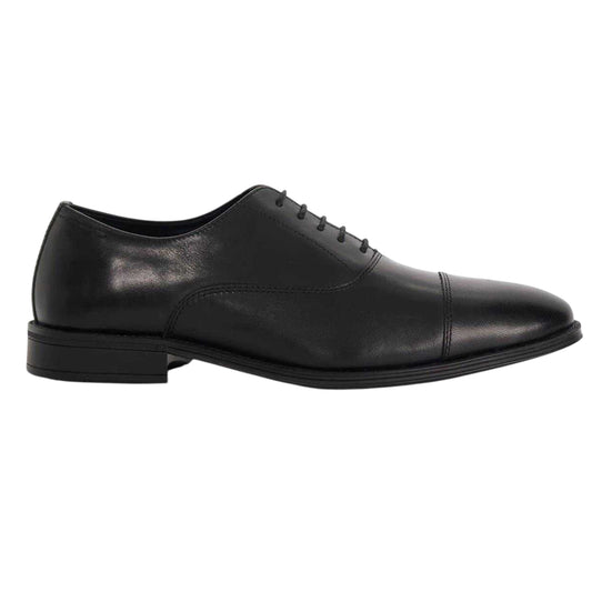 Black - Front - Dune London Mens Steffon Leather Oxford Shoes