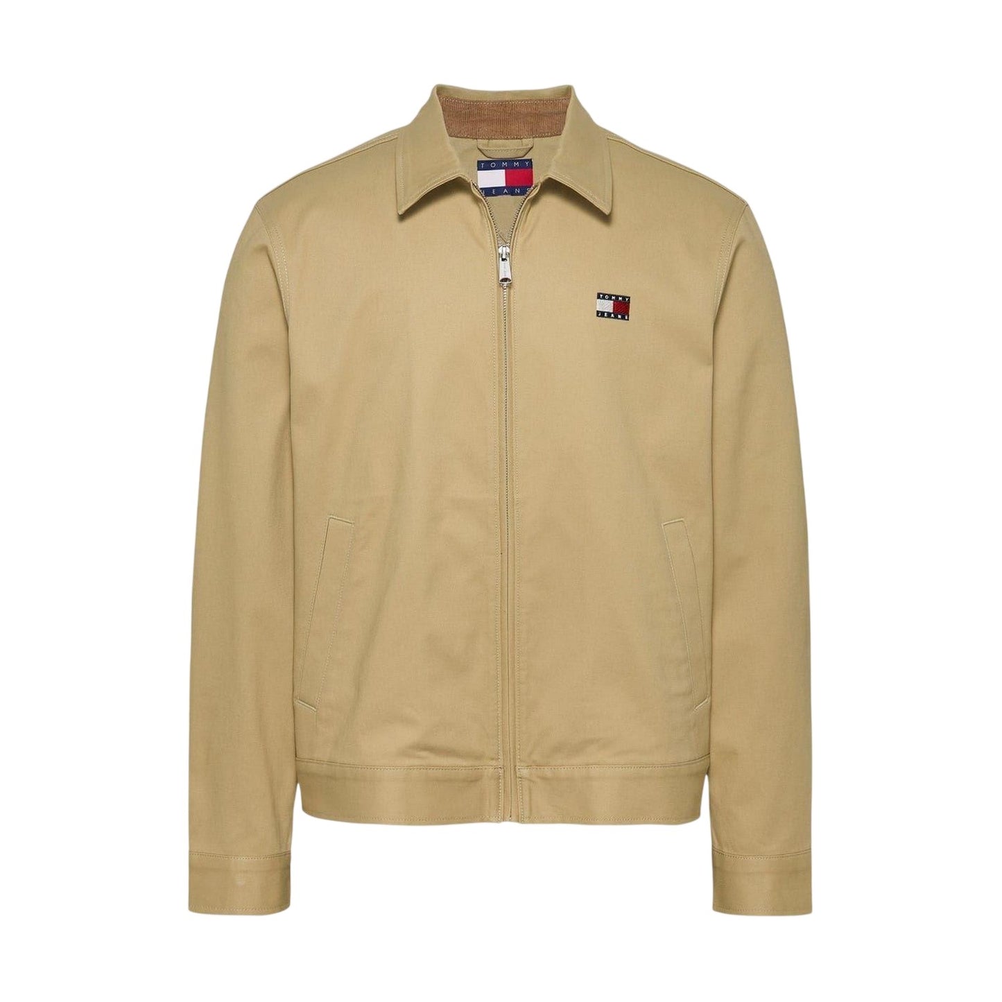 Tan - Front - Tommy Jeans Mens Logo Full Zip Jacket