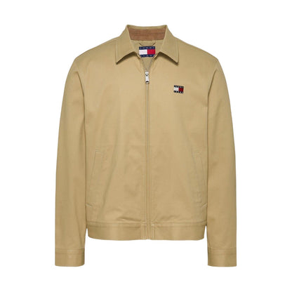 Tan - Front - Tommy Jeans Mens Logo Full Zip Jacket