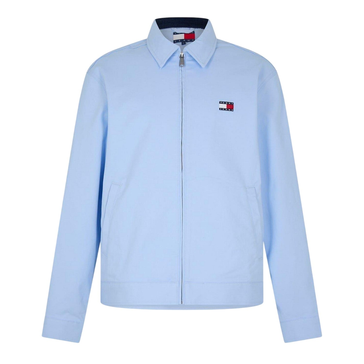 Sweet Blue - Front - Tommy Jeans Mens Logo Full Zip Jacket