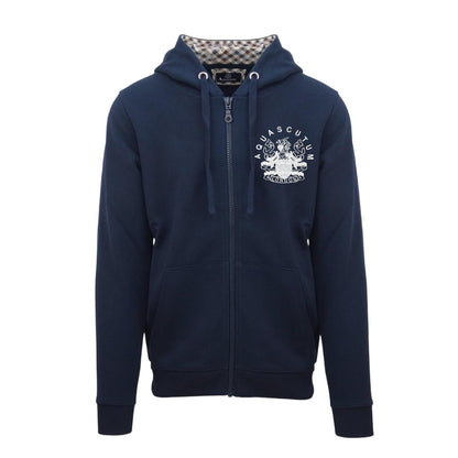 Navy - Front - Aquascutum Mens Relaxed Fit Full Zip Hoodie