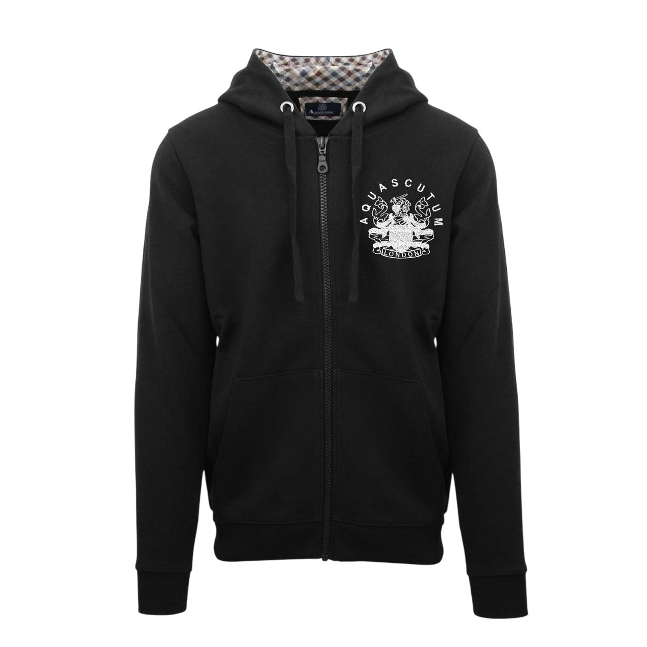Black - Front - Aquascutum Mens Relaxed Fit Full Zip Hoodie
