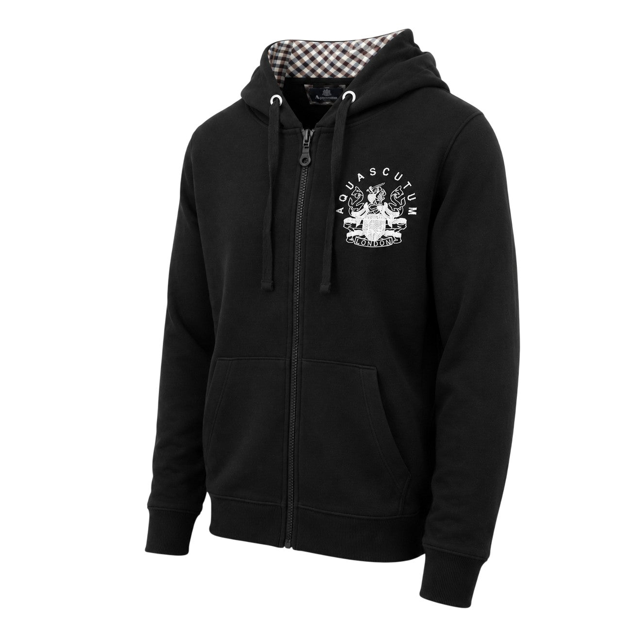 Black - Side - Aquascutum Mens Relaxed Fit Full Zip Hoodie