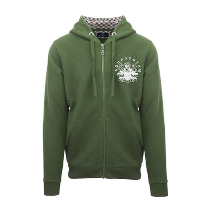 Military Green - Front - Aquascutum Mens Relaxed Fit Full Zip Hoodie
