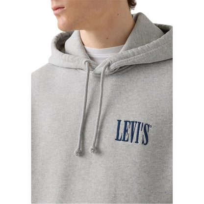 Grey - Side - Levis Mens Drop Shoulder Regular Drawstring Hoodie