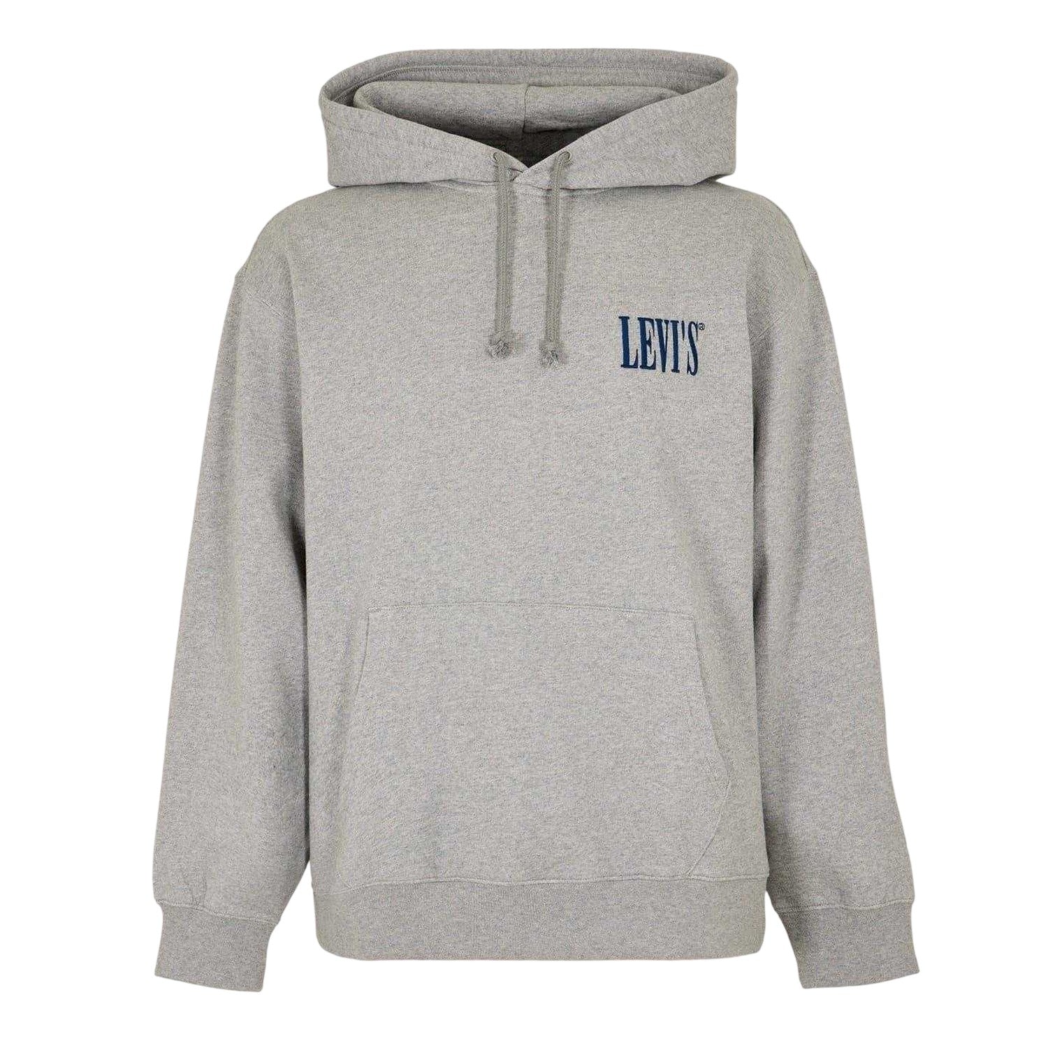 Grey - Front - Levis Mens Drop Shoulder Regular Drawstring Hoodie
