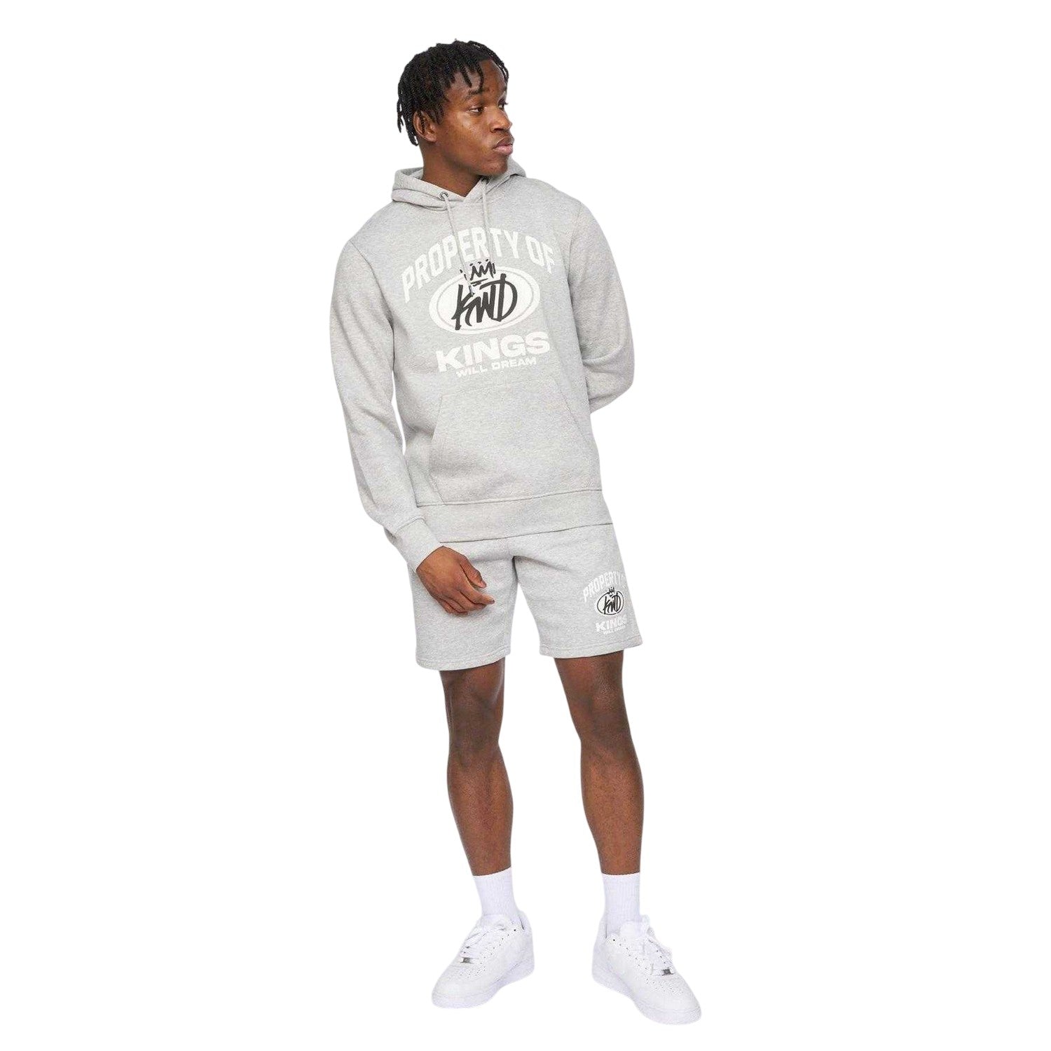 Grey Marl - Front - Kings Will Dream Mens Prop Cotton Blend Hoodie