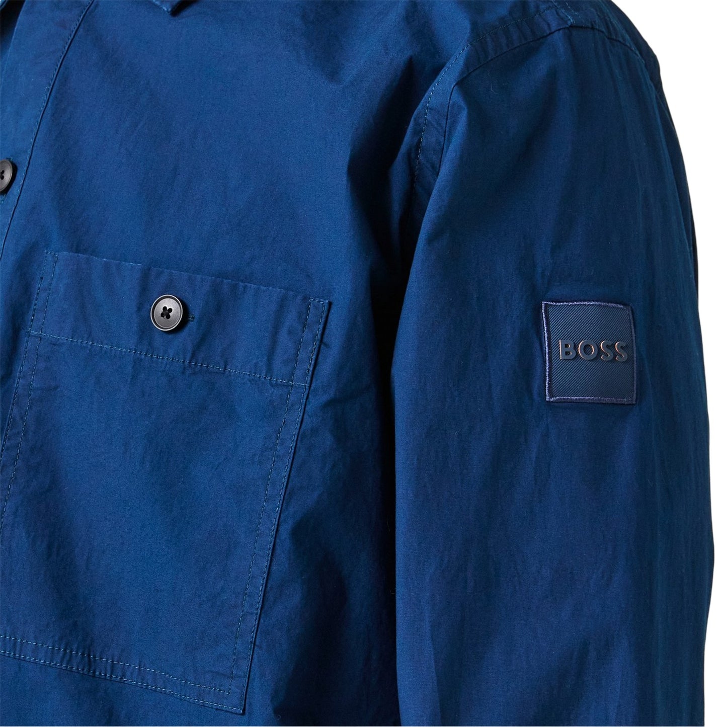 Blue - Side - Boss Mens Barrel Collared Long-Sleeved Overshirt