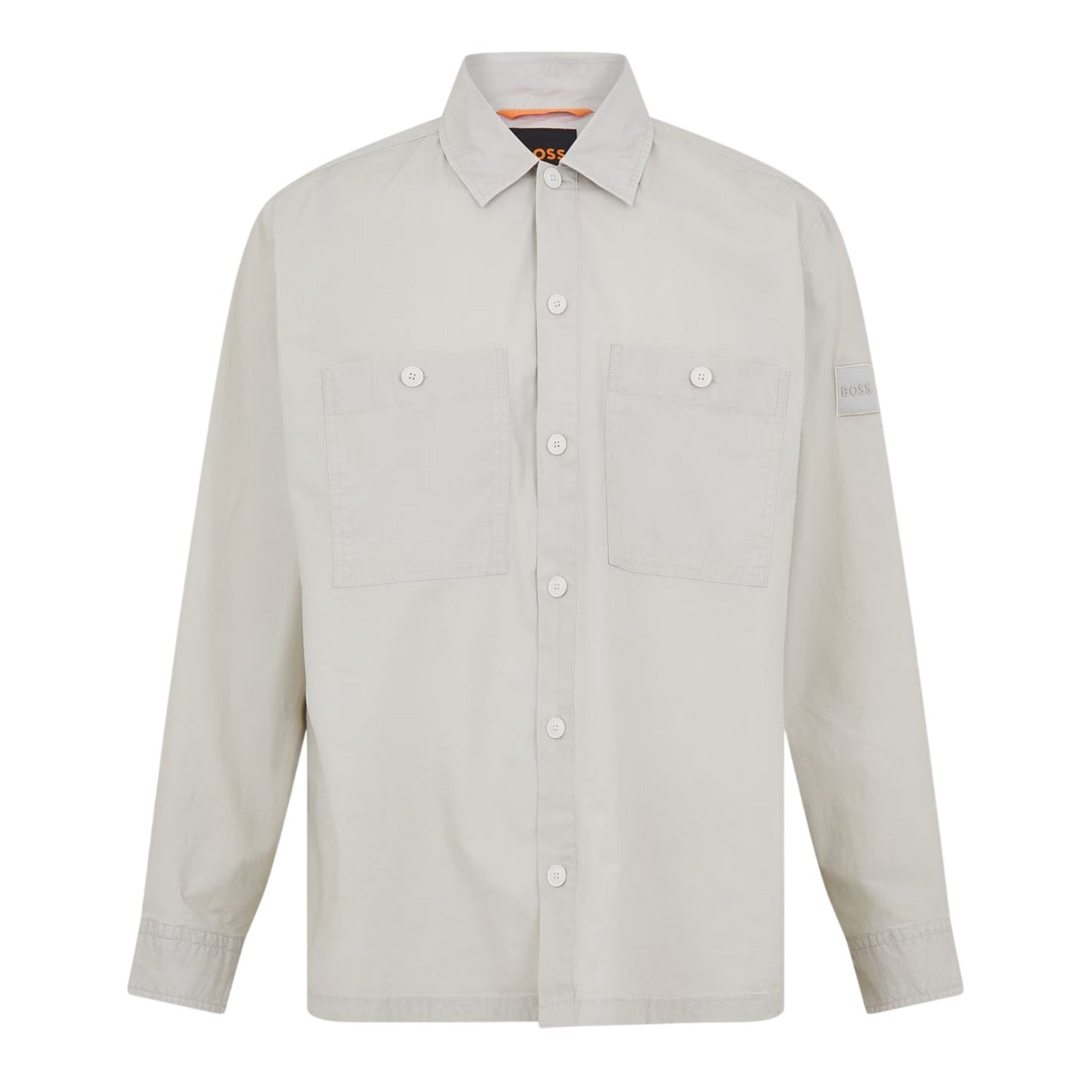 Light Beige - Front - Boss Mens Barrel Collared Long-Sleeved Overshirt