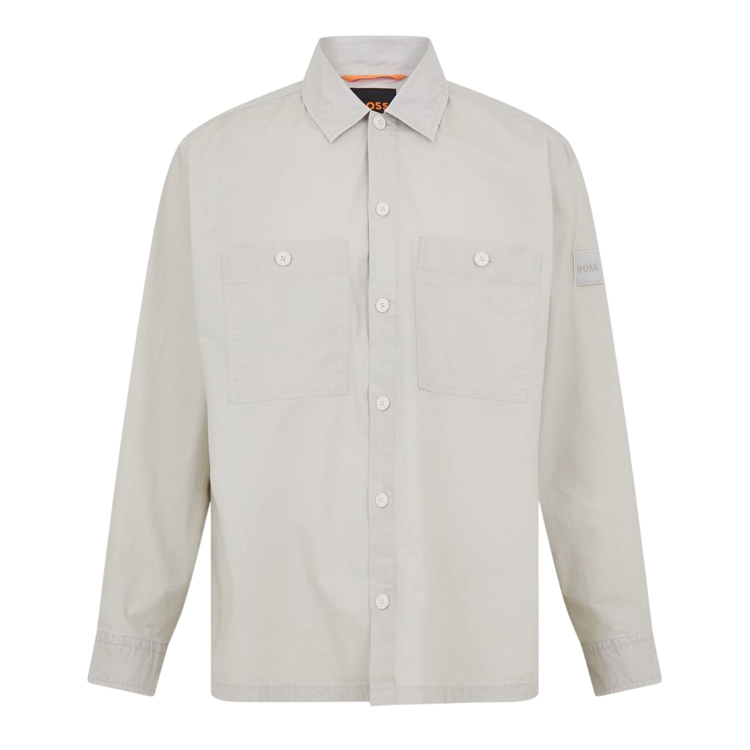 Light Beige - Front - Boss Mens Barrel Collared Long-Sleeved Overshirt