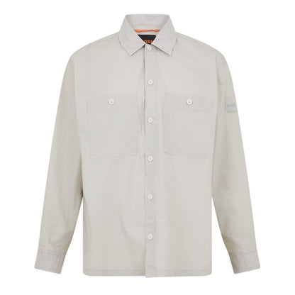 Light Beige - Front - Boss Mens Barrel Collared Long-Sleeved Overshirt