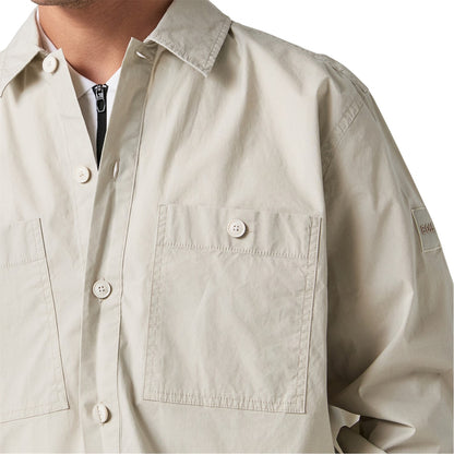 Light Beige - Side - Boss Mens Barrel Collared Long-Sleeved Overshirt