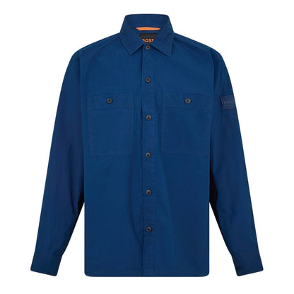 Blue - Front - Boss Mens Barrel Collared Long-Sleeved Overshirt