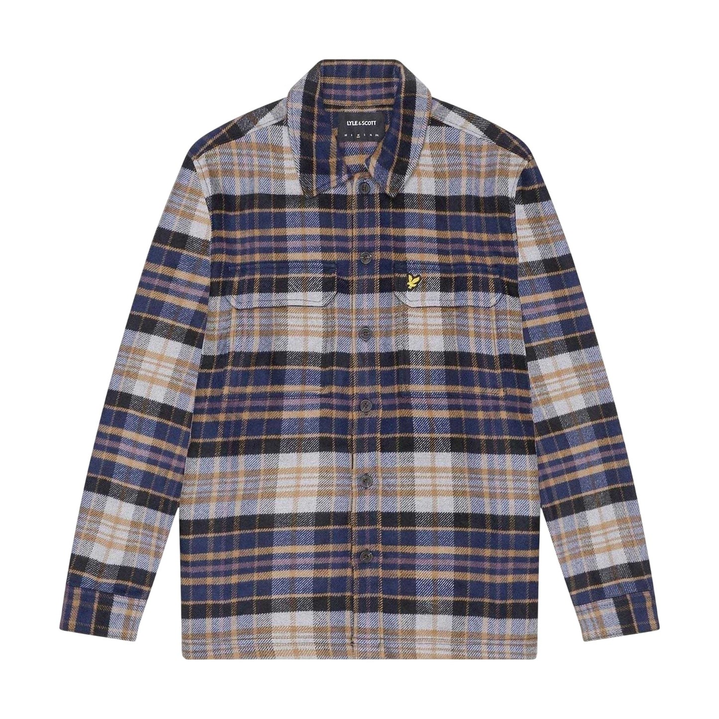 Navy - Front - Lyle & Scott Mens Flannel Long-Sleeved Overshirt