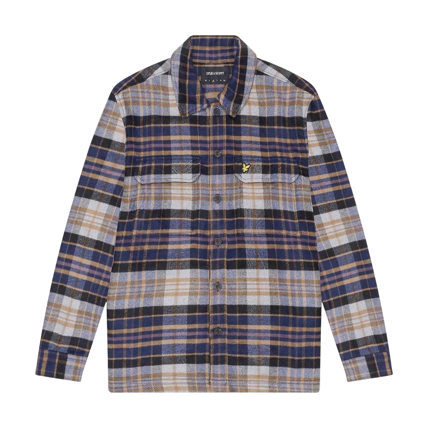 Navy - Front - Lyle & Scott Mens Flannel Long-Sleeved Overshirt