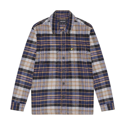 Navy - Front - Lyle & Scott Mens Flannel Long-Sleeved Overshirt
