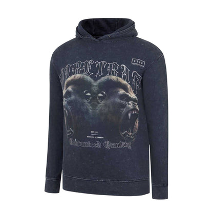 Acid Black - Side - Firetrap Mens Graphic Print Cotton Hoodie