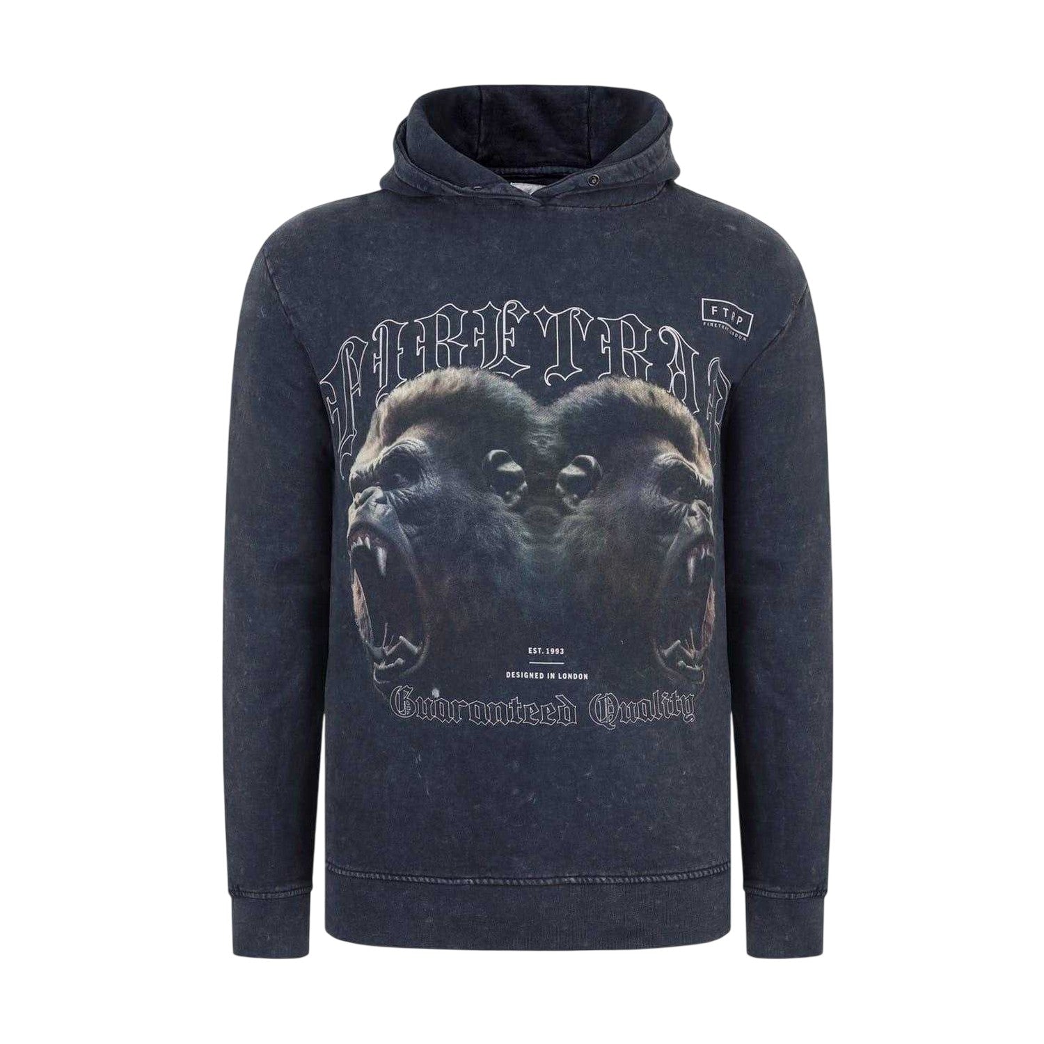 Acid Black - Front - Firetrap Mens Graphic Print Cotton Hoodie