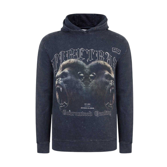 Acid Black - Front - Firetrap Mens Graphic Print Cotton Hoodie