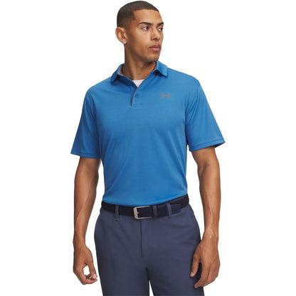 Aegean Blue - Front - Under Armour Mens Tech Mesh Polo Shirt