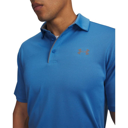 Aegean Blue - Side - Under Armour Mens Tech Mesh Polo Shirt