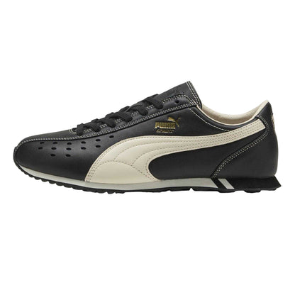 Black-White - Side - Puma Mens Sprint Cowhide Leather Lace Up Trainers