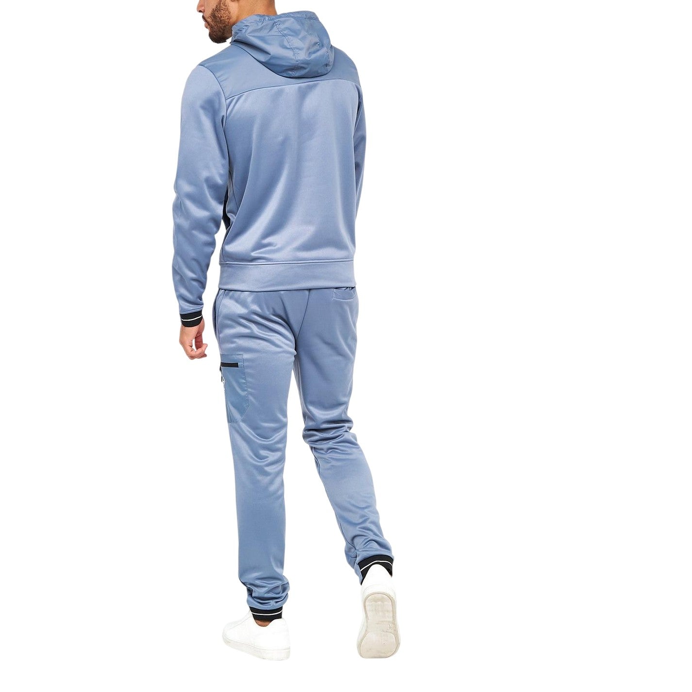 Steel Blue - Back - Crosshatch Mens Full Zip Hoodie