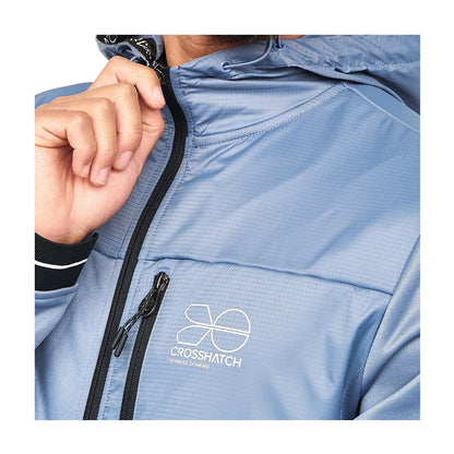 Steel Blue - Side - Crosshatch Mens Full Zip Hoodie