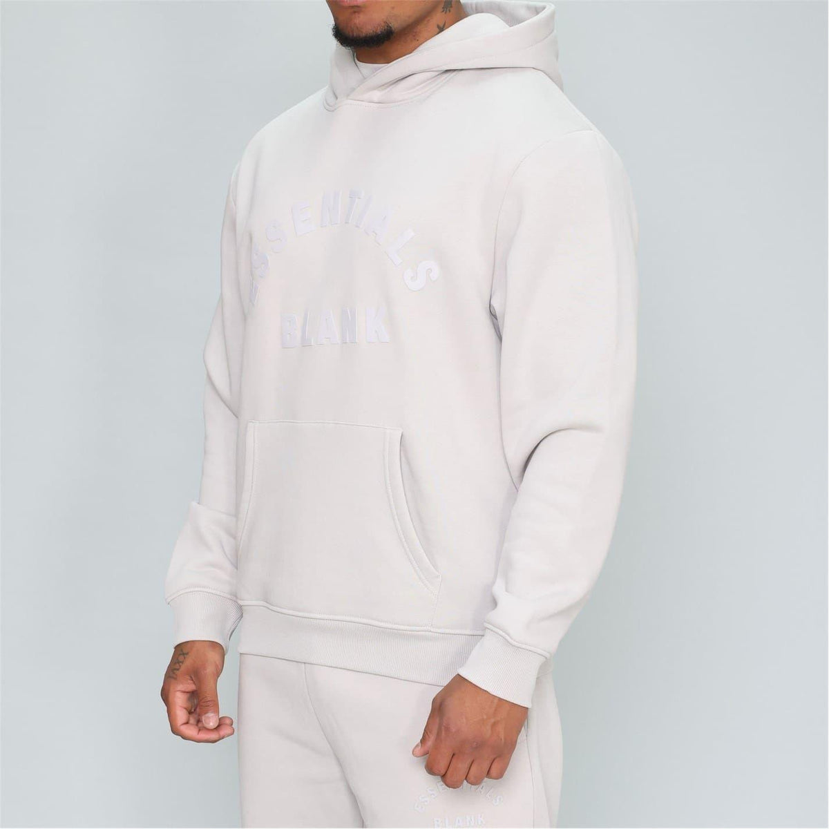 Grey - Side - Blank Essentials Mens Arch Hoodie