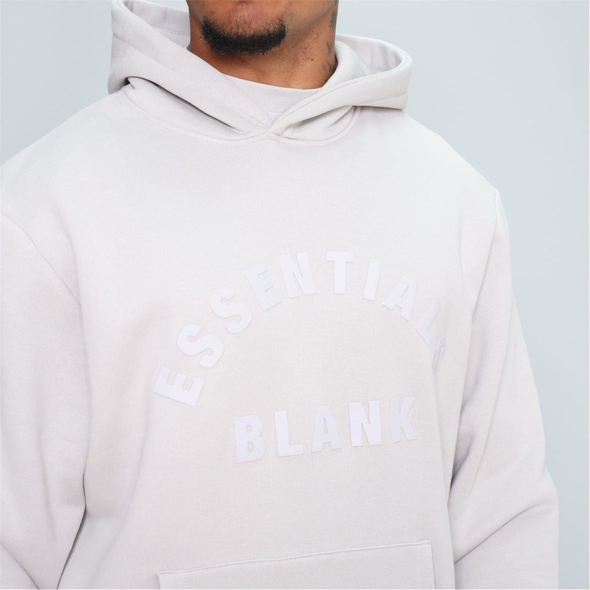 Grey - Pack Shot - Blank Essentials Mens Arch Hoodie